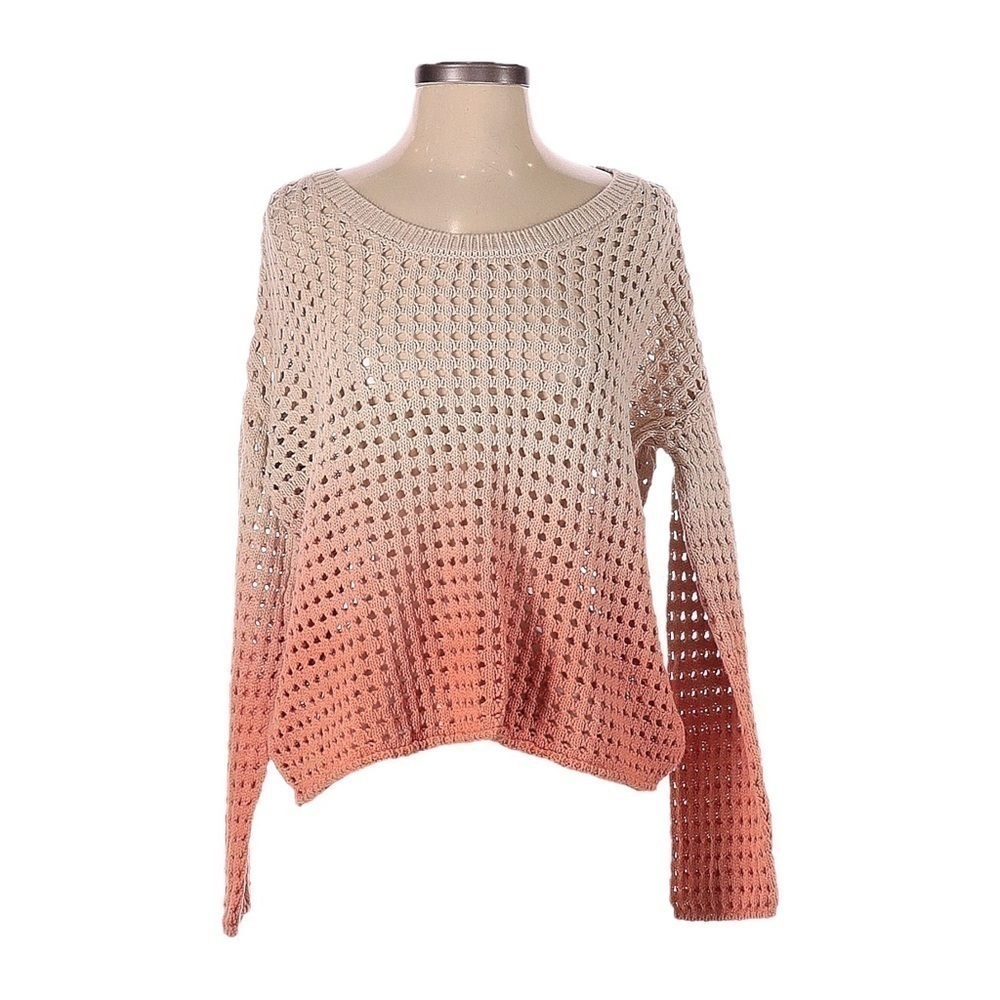 Good Luck Gem Ombre Open Knit Cotton Boho Sweater Coverup M